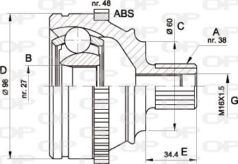 Open Parts CVJ5227.10 - Шарнірний комплект, ШРУС, приводний вал autocars.com.ua