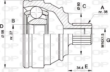 Open Parts CVJ5228.10 - Шарнірний комплект, ШРУС, приводний вал autocars.com.ua