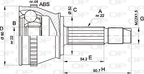 Open Parts CVJ5230.10 - Шарнірний комплект, ШРУС, приводний вал autocars.com.ua