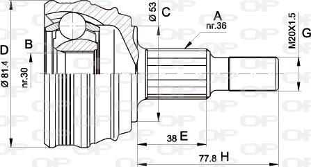 Open Parts CVJ5235.10 - Шарнірний комплект, ШРУС, приводний вал autocars.com.ua