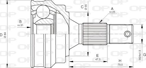 Open Parts CVJ5253.10 - Шарнірний комплект, ШРУС, приводний вал autocars.com.ua
