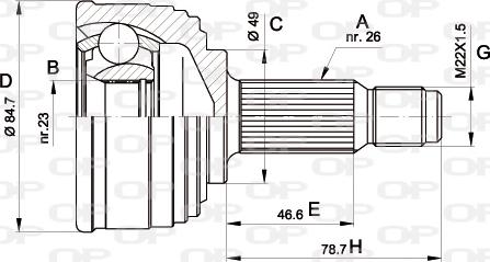 Open Parts CVJ5254.10 - Шарнірний комплект, ШРУС, приводний вал autocars.com.ua