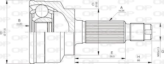 Open Parts CVJ5255.10 - Шарнірний комплект, ШРУС, приводний вал autocars.com.ua