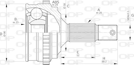 Open Parts CVJ5257.10 - Шарнірний комплект, ШРУС, приводний вал autocars.com.ua