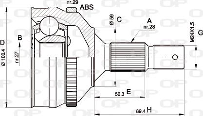 Open Parts CVJ5258.10 - Шарнірний комплект, ШРУС, приводний вал autocars.com.ua