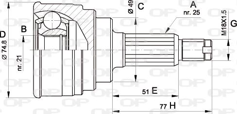 Open Parts CVJ5260.10 - Шарнірний комплект, ШРУС, приводний вал autocars.com.ua