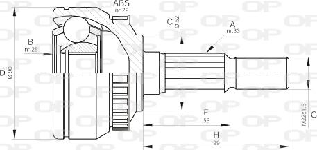 Open Parts CVJ5263.10 - Шарнірний комплект, ШРУС, приводний вал autocars.com.ua