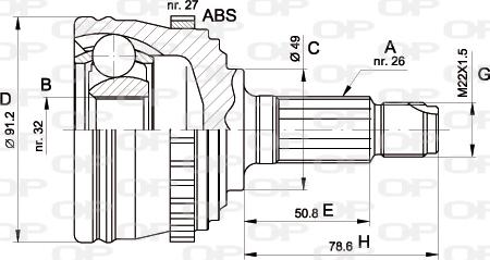 Open Parts CVJ5264.10 - Шарнірний комплект, ШРУС, приводний вал autocars.com.ua