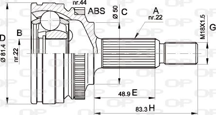 Open Parts CVJ5266.10 - Шарнірний комплект, ШРУС, приводний вал autocars.com.ua