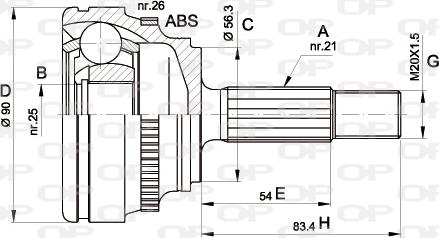 Open Parts CVJ5279.10 - Шарнірний комплект, ШРУС, приводний вал autocars.com.ua