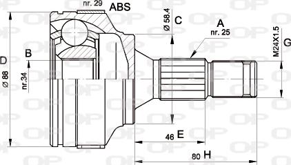 Open Parts CVJ5297.10 - Шарнірний комплект, ШРУС, приводний вал autocars.com.ua