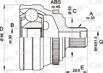 Open Parts CVJ5304.10 - Шарнірний комплект, ШРУС, приводний вал autocars.com.ua