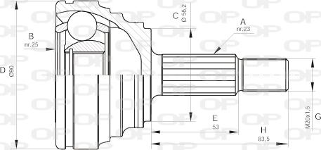 Open Parts CVJ5312.10 - Шарнірний комплект, ШРУС, приводний вал autocars.com.ua