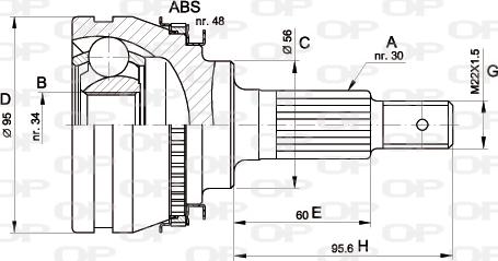 Open Parts CVJ5321.10 - Шарнірний комплект, ШРУС, приводний вал autocars.com.ua