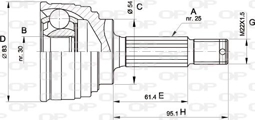 Open Parts CVJ5325.10 - Шарнирный комплект, ШРУС, приводной вал autodnr.net