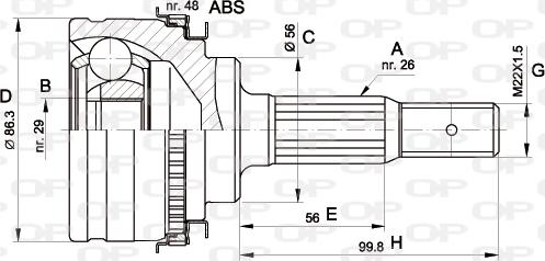 Open Parts CVJ5342.10 - Шарнірний комплект, ШРУС, приводний вал autocars.com.ua