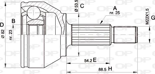 Open Parts CVJ5344.10 - Шарнірний комплект, ШРУС, приводний вал autocars.com.ua