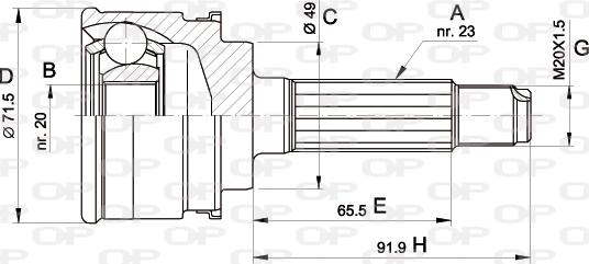 Open Parts CVJ5348.10 - Шарнірний комплект, ШРУС, приводний вал autocars.com.ua