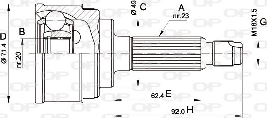 Open Parts CVJ5349.10 - Шарнірний комплект, ШРУС, приводний вал autocars.com.ua