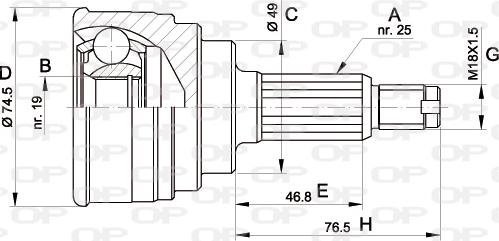 Open Parts CVJ5352.10 - Шарнірний комплект, ШРУС, приводний вал autocars.com.ua