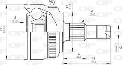 Open Parts CVJ5354.10 - Шарнірний комплект, ШРУС, приводний вал autocars.com.ua