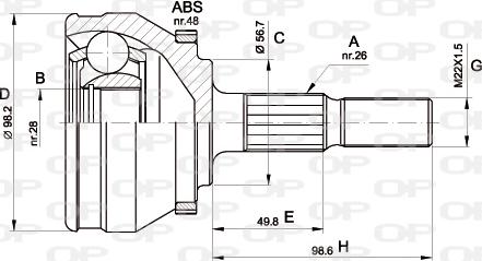 Open Parts CVJ5355.10 - Шарнірний комплект, ШРУС, приводний вал autocars.com.ua