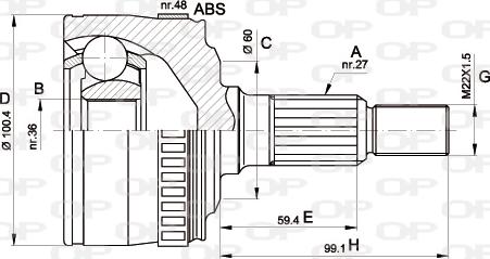 Open Parts CVJ5360.10 - Шарнірний комплект, ШРУС, приводний вал autocars.com.ua