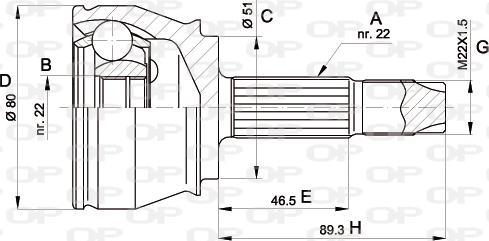 Open Parts CVJ5361.10 - Шарнірний комплект, ШРУС, приводний вал autocars.com.ua