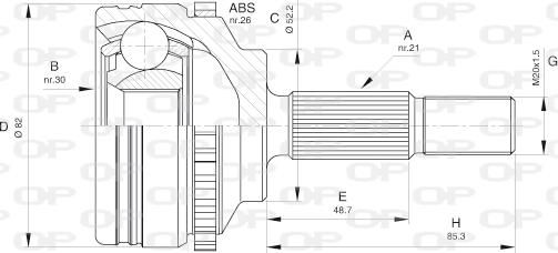 Open Parts CVJ5365.10 - Шарнірний комплект, ШРУС, приводний вал autocars.com.ua