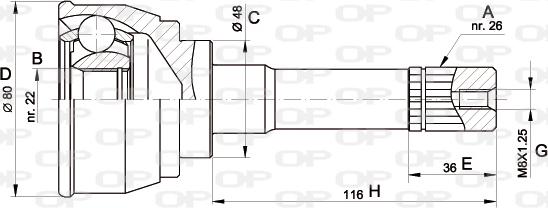 Open Parts CVJ5367.10 - Шарнірний комплект, ШРУС, приводний вал autocars.com.ua