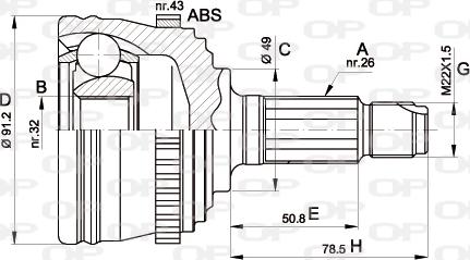 Open Parts CVJ5370.10 - Шарнірний комплект, ШРУС, приводний вал autocars.com.ua