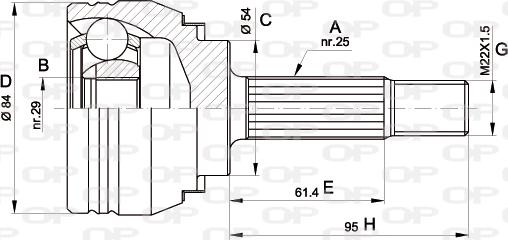 Open Parts CVJ5372.10 - Шарнірний комплект, ШРУС, приводний вал autocars.com.ua