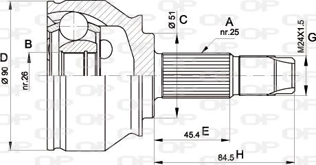 Open Parts CVJ5374.10 - Шарнирный комплект, ШРУС, приводной вал autodnr.net