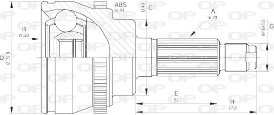 Open Parts CVJ5381.10 - Шарнірний комплект, ШРУС, приводний вал autocars.com.ua