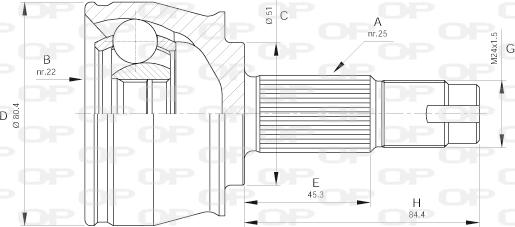 Open Parts CVJ5383.10 - Шарнірний комплект, ШРУС, приводний вал autocars.com.ua