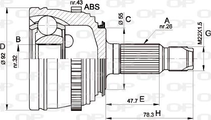 Open Parts CVJ5386.10 - Шарнірний комплект, ШРУС, приводний вал autocars.com.ua