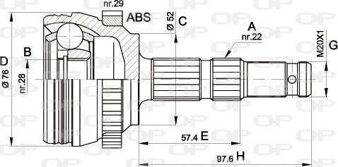 Open Parts CVJ5387.10 - Шарнірний комплект, ШРУС, приводний вал autocars.com.ua