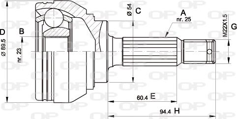 Open Parts CVJ5391.10 - Шарнірний комплект, ШРУС, приводний вал autocars.com.ua