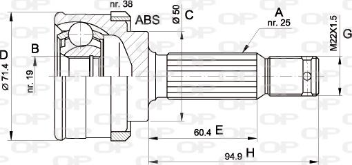 Open Parts CVJ5393.10 - Шарнірний комплект, ШРУС, приводний вал autocars.com.ua