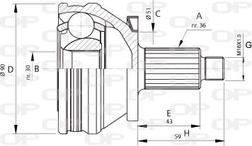 Open Parts CVJ5434.10 - Шарнірний комплект, ШРУС, приводний вал autocars.com.ua
