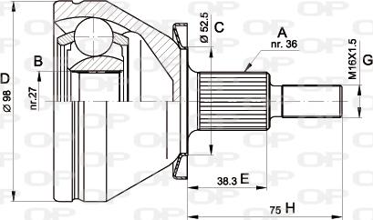 Open Parts CVJ5435.10 - Шарнірний комплект, ШРУС, приводний вал autocars.com.ua