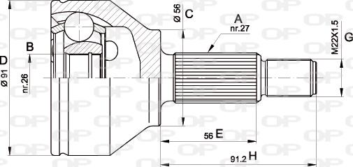 Open Parts CVJ5437.10 - Шарнірний комплект, ШРУС, приводний вал autocars.com.ua