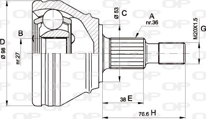 Open Parts CVJ5442.10 - Шарнірний комплект, ШРУС, приводний вал autocars.com.ua