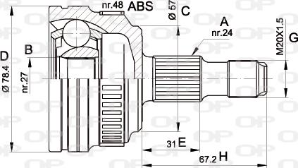 Open Parts CVJ5443.10 - Шарнірний комплект, ШРУС, приводний вал autocars.com.ua