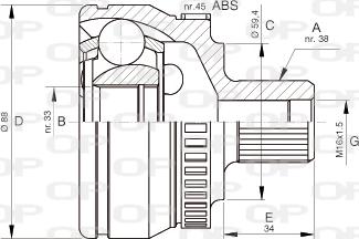 Open Parts CVJ5444.10 - Шарнірний комплект, ШРУС, приводний вал autocars.com.ua