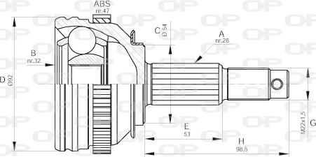 Open Parts CVJ5447.10 - Шарнірний комплект, ШРУС, приводний вал autocars.com.ua