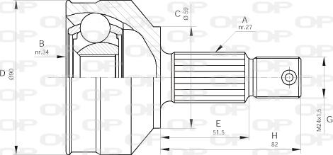 Open Parts CVJ5459.10 - Шарнірний комплект, ШРУС, приводний вал autocars.com.ua