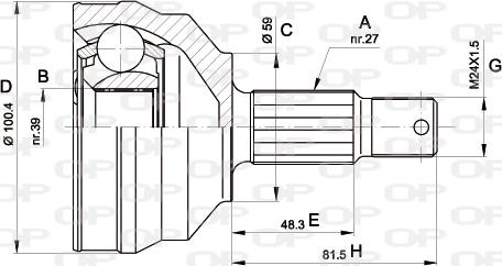 Open Parts CVJ5460.10 - Шарнірний комплект, ШРУС, приводний вал autocars.com.ua