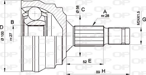 Open Parts CVJ5462.10 - Шарнірний комплект, ШРУС, приводний вал autocars.com.ua