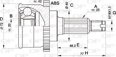 Open Parts CVJ5479.10 - Шарнірний комплект, ШРУС, приводний вал autocars.com.ua